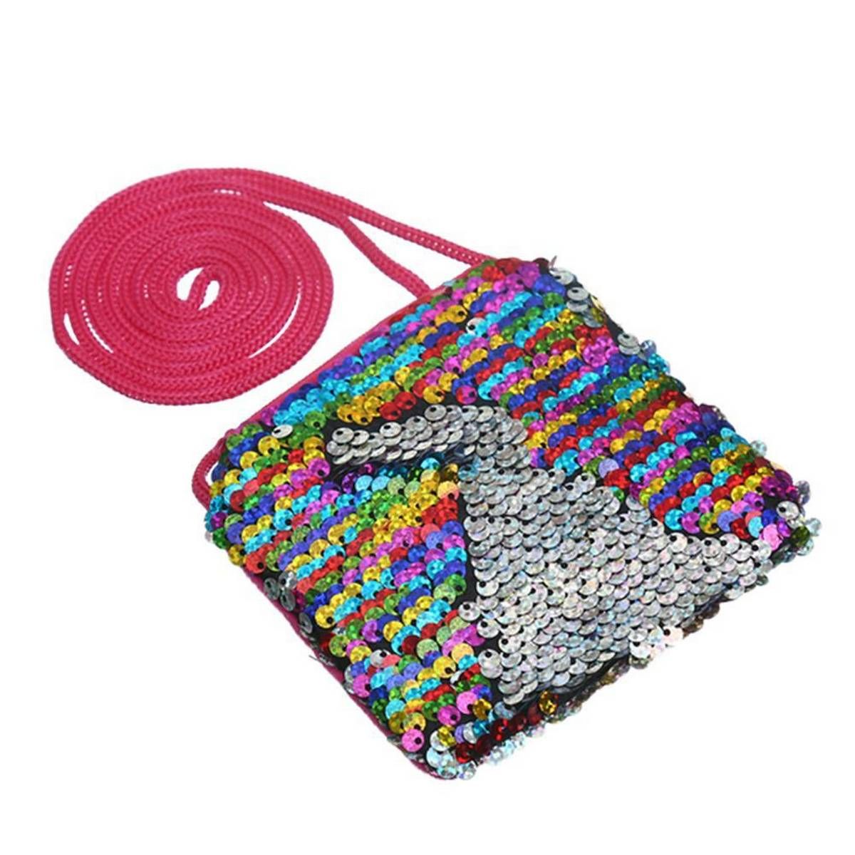 Cute Sequins Shoulder Messenger Handbags Kids Girls Glitter Crossbody Bags/