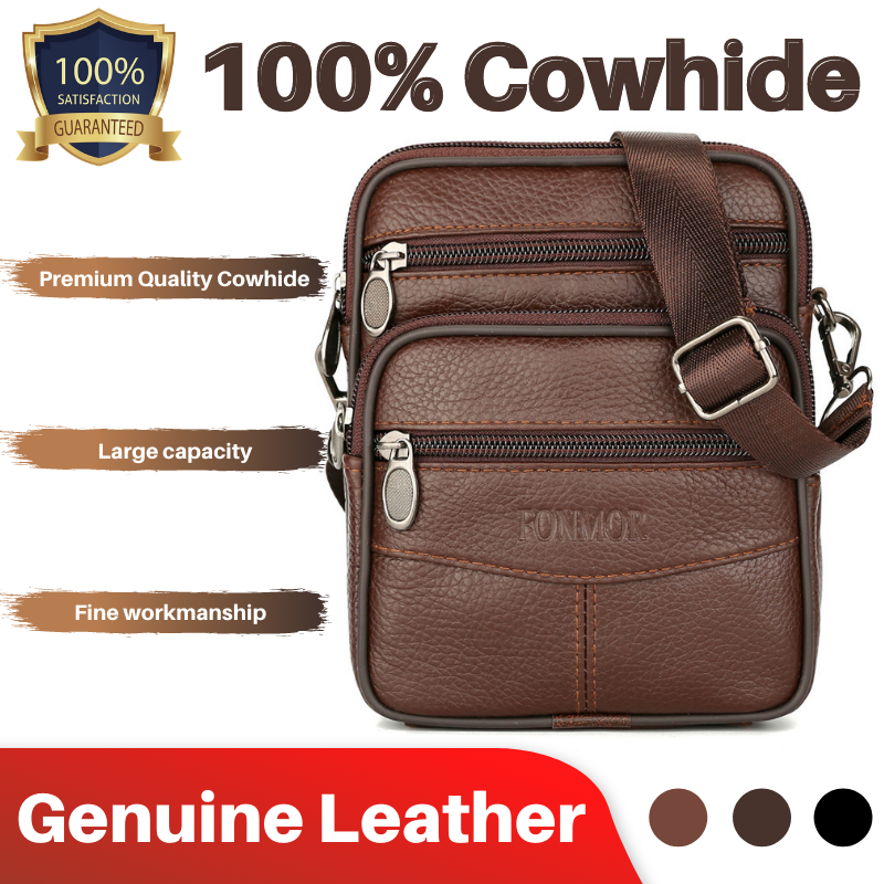 Men Leather Shoulder Bag For Business Small Waist Bag for Outdoor Sport Unisex Messenger Bag for Travel Cross body Bag for Any Occasions