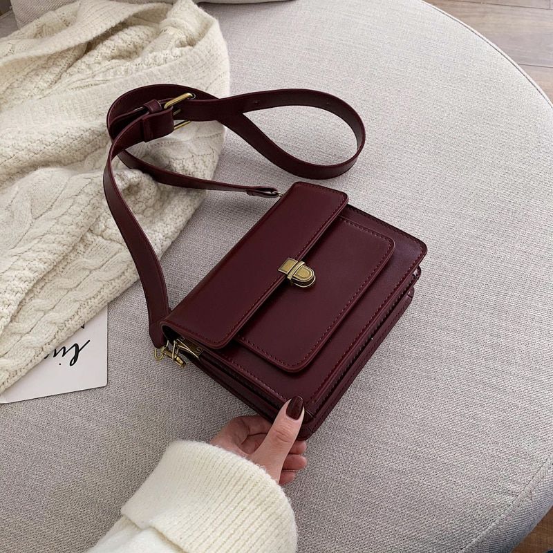 MINI Solid Color PU Leather Crossbody Bags For Women 2021 Lock Shoulder Simple Bag Travel Small Handbags and Purse