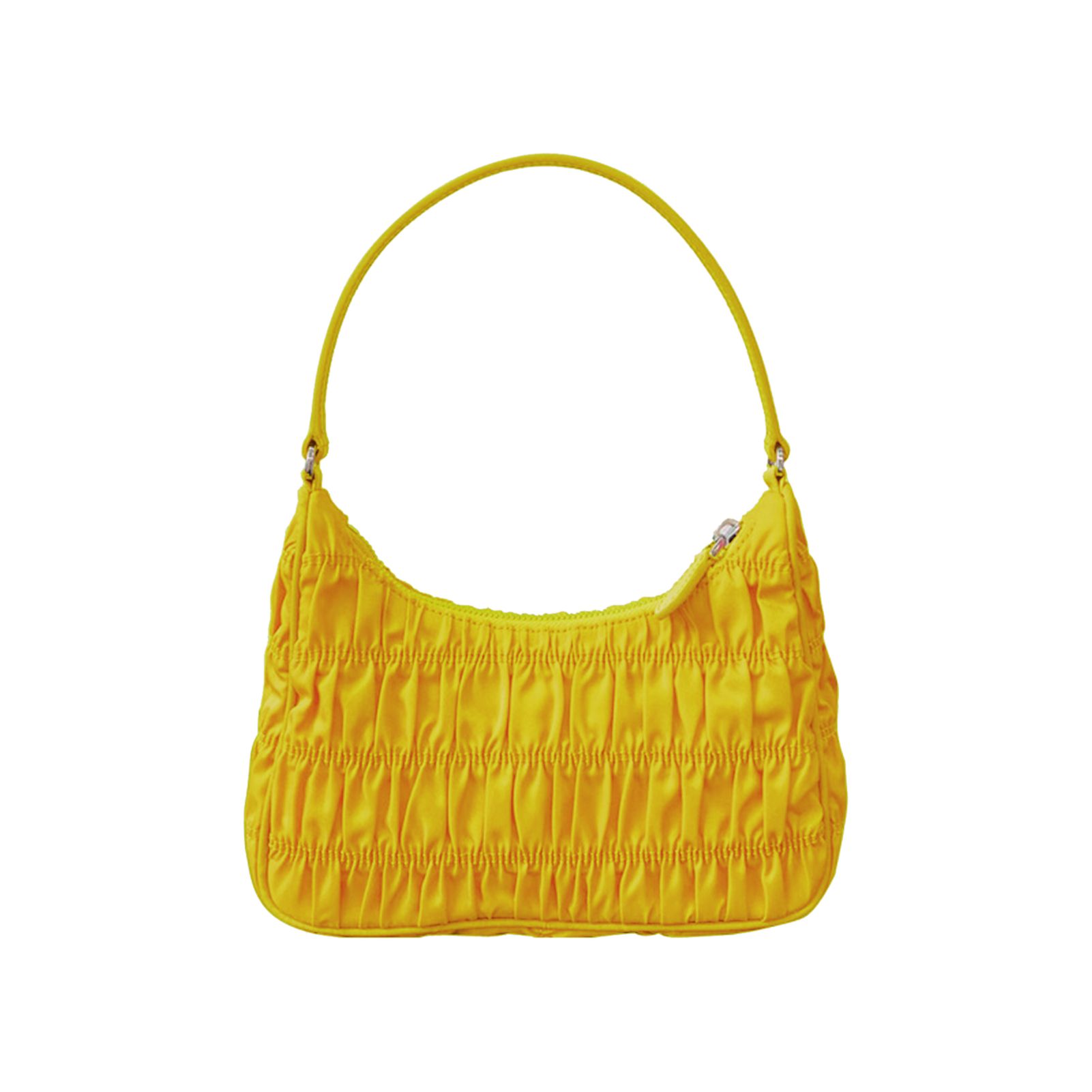 Women Handbag Solid Color Zipper Closure Large Capacity Pleated Dumpling Shoulder Bag for Work