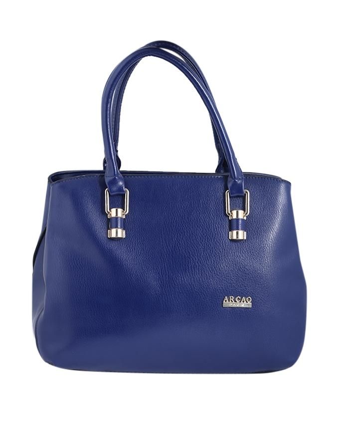 Pu Leather Hand Bag For Women - Navy Blue