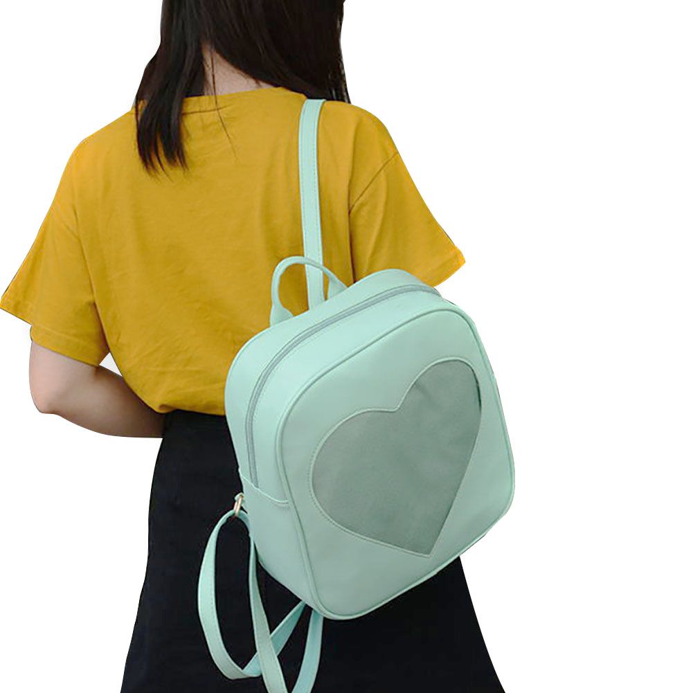 Summer Candy ransparent Love Heart Backpack School Shoulder Bags eenager irls Book Bag