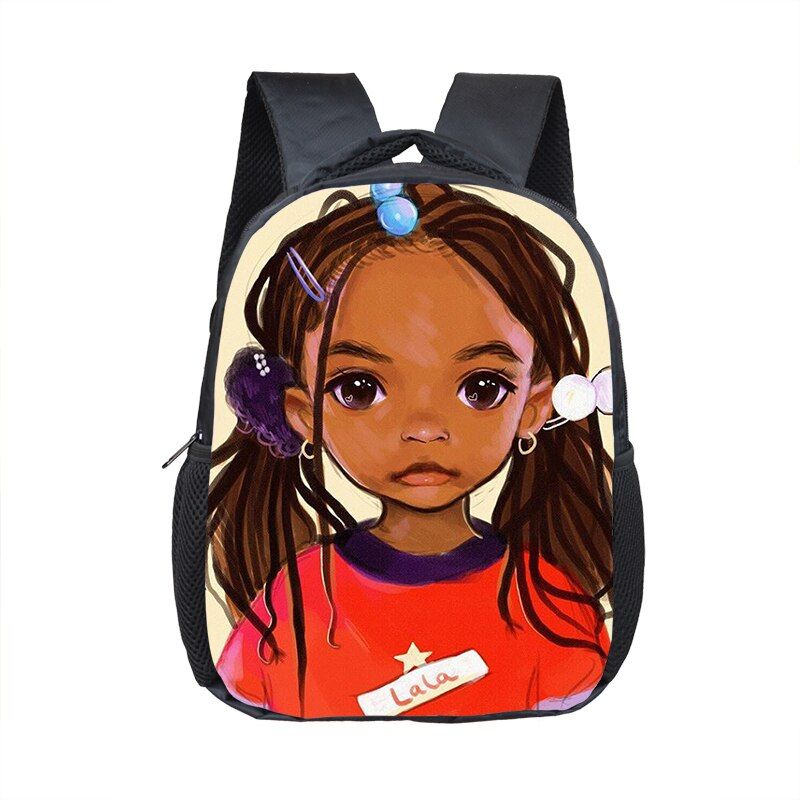 Black Nurse with Crown Backpack Children School Bags Cartoon Afro Girls School Backpack Book Bag Kid Schoolbags Baby Toddler Bag-12afro75
