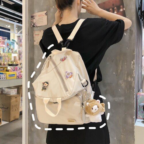 LENLEI 2020 NEW Women Harajuku Schoolbag Female Korean Ulzzang Student Backpack Japanese Irregular Multi-purpose Bag Soft Handle