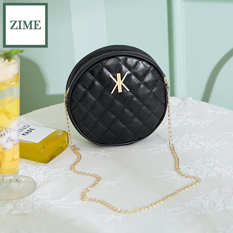 ZIME Female bag rhomboid embroidered chain small round bag summer and autumn Korean personality small change bag