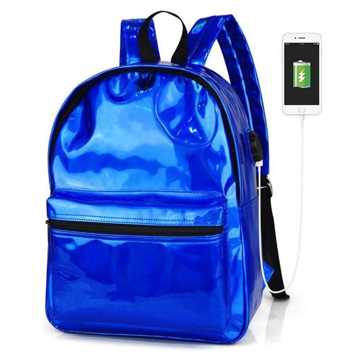 Women Girls Laser Holographic Backpack School Shoulder Bag Tote Purse Rucksack