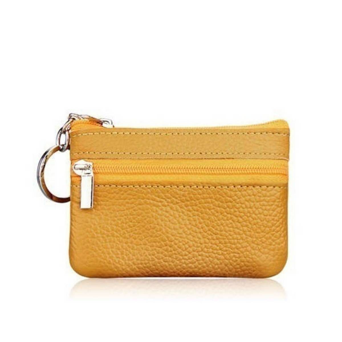 Women Men Leather Small Coin Card Key Ring Wallet Pouch Purse