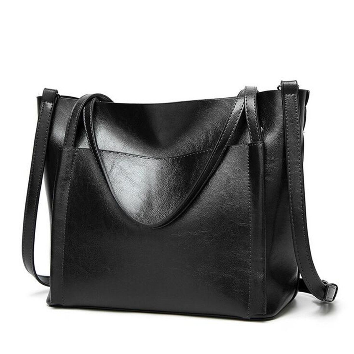 OIMG Women Oil Wax Leather Large Handbag Shoulder Girl Travel Bag Messenger Tote