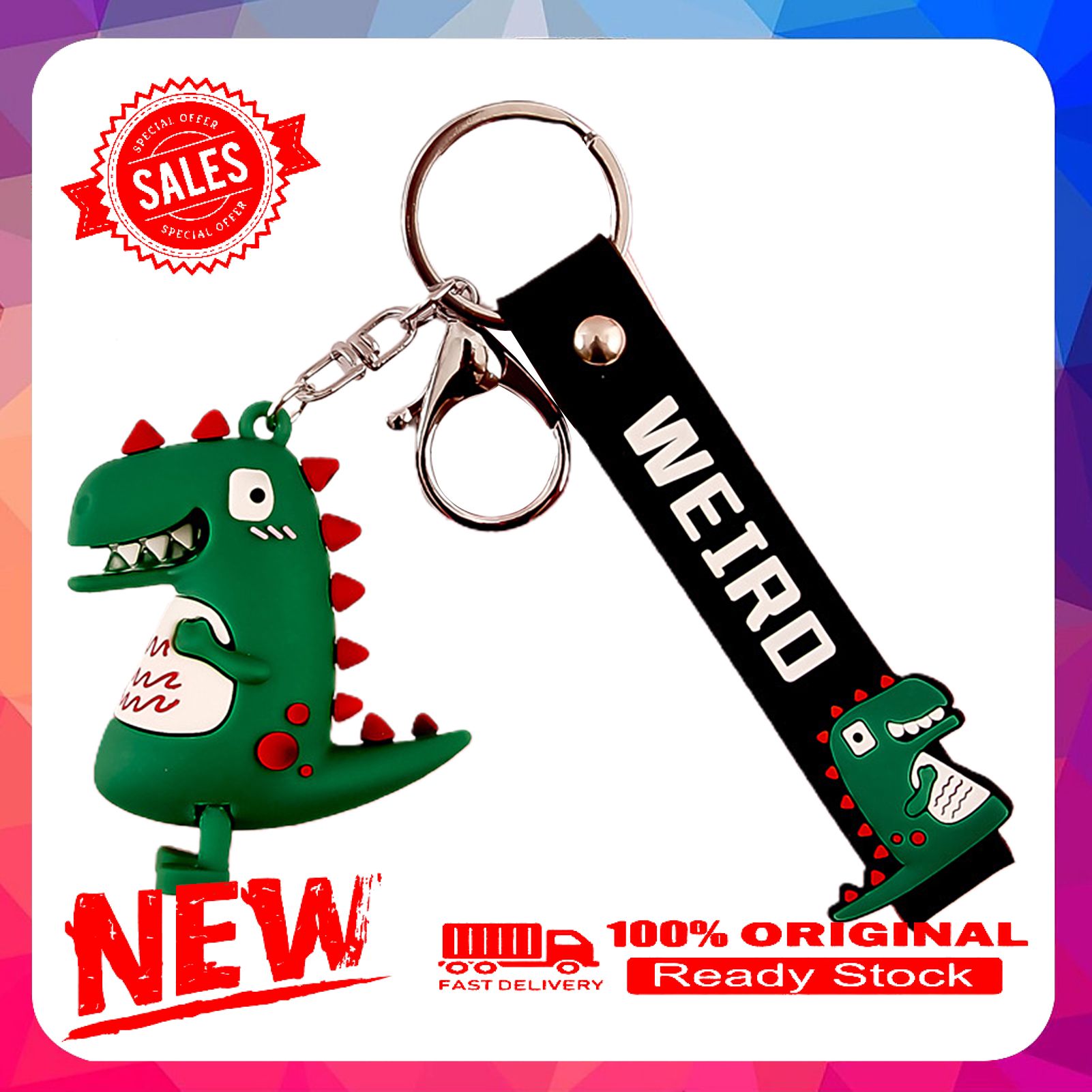 Cute Cartoon Dinosaur Key Holder Keychain Bag Car Decoration Pendant Toy Gift