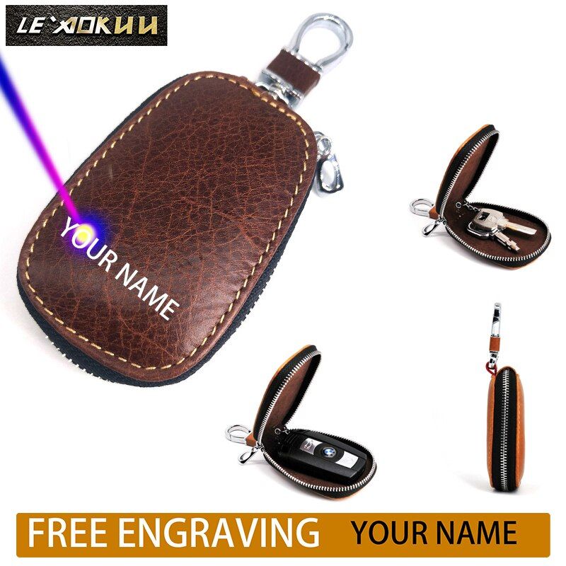 2016  Top Quality Men  Leather Vintage Waistcoat Car Key Case Ring Cover Holder Wallet