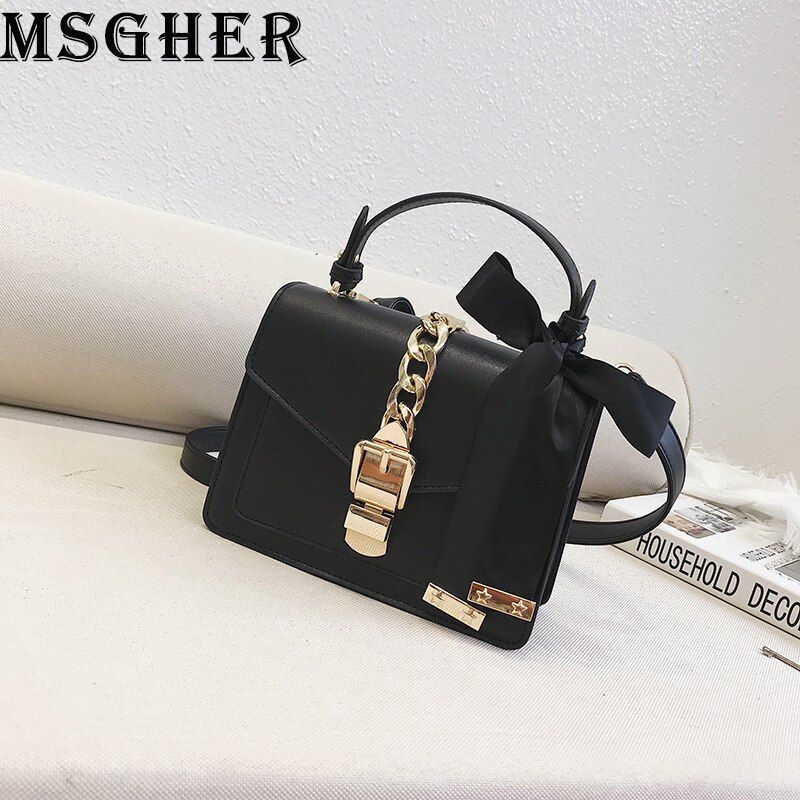 MSGHER Handbags Women Casual Panelled Small Bags Female Fashion Ribbons Shoulder Bags High Quality Crossbody Bags