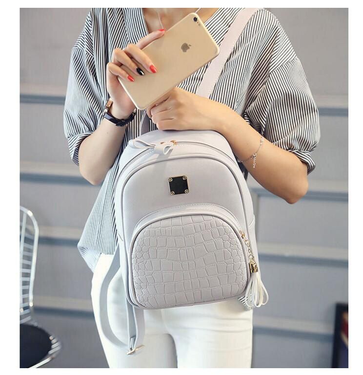 Women backpacks fashion PU leather shoulder bag crocodile pattern small backpack embossed School Bags for girl LB221