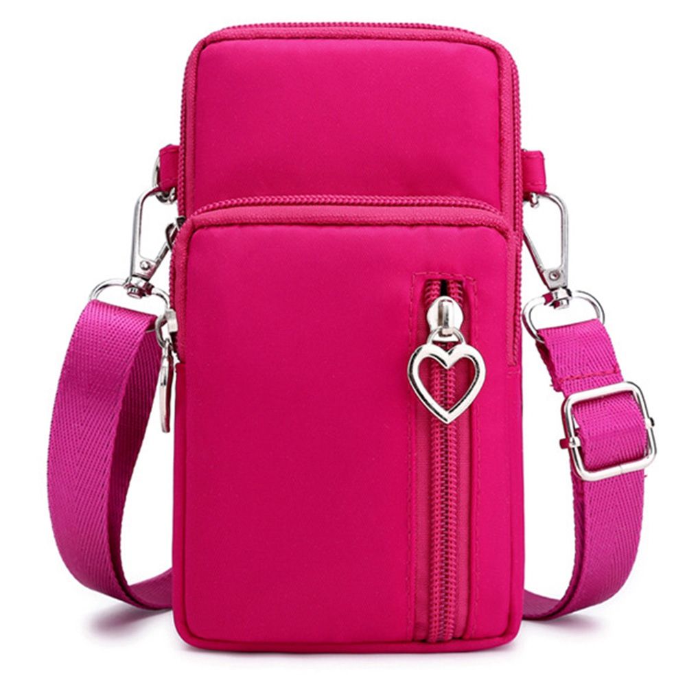 Mobile Phone Bag Women Crossbody Coin Purse Wrist Bag Sports Arm Bag Fabric Diagonal Small Bag Tide Red