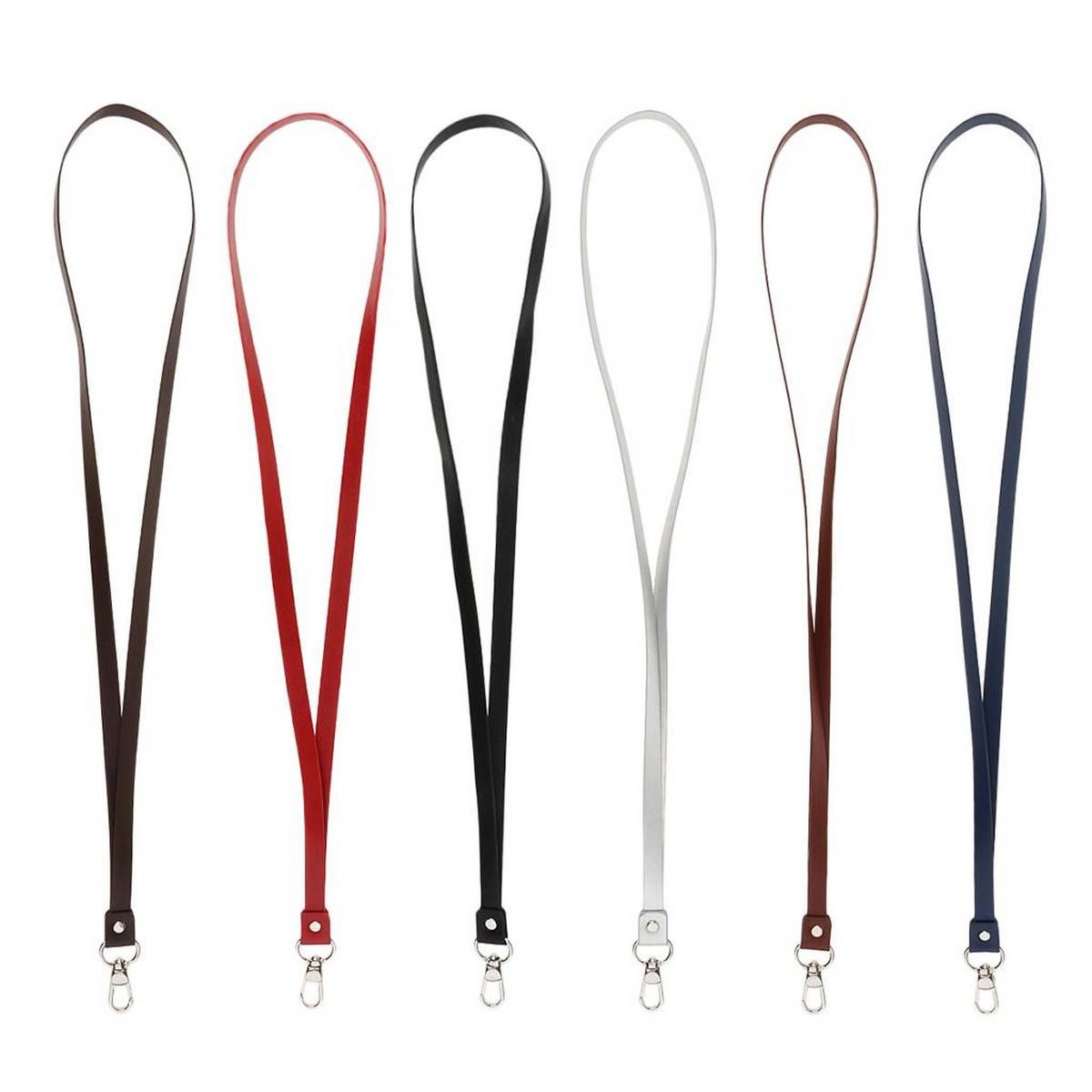 footful Men Women Work PU Leather Neck Strap Lanyard, Metal Clips for ID Cards Badges