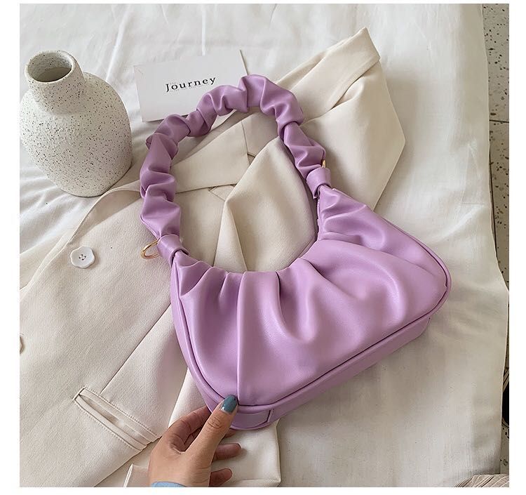 Simple Small PU Leather Crossbody Pleated Bags For Women 2020 Spring Fashion Shoulder Handbags Female Travel Bag Candy Color
