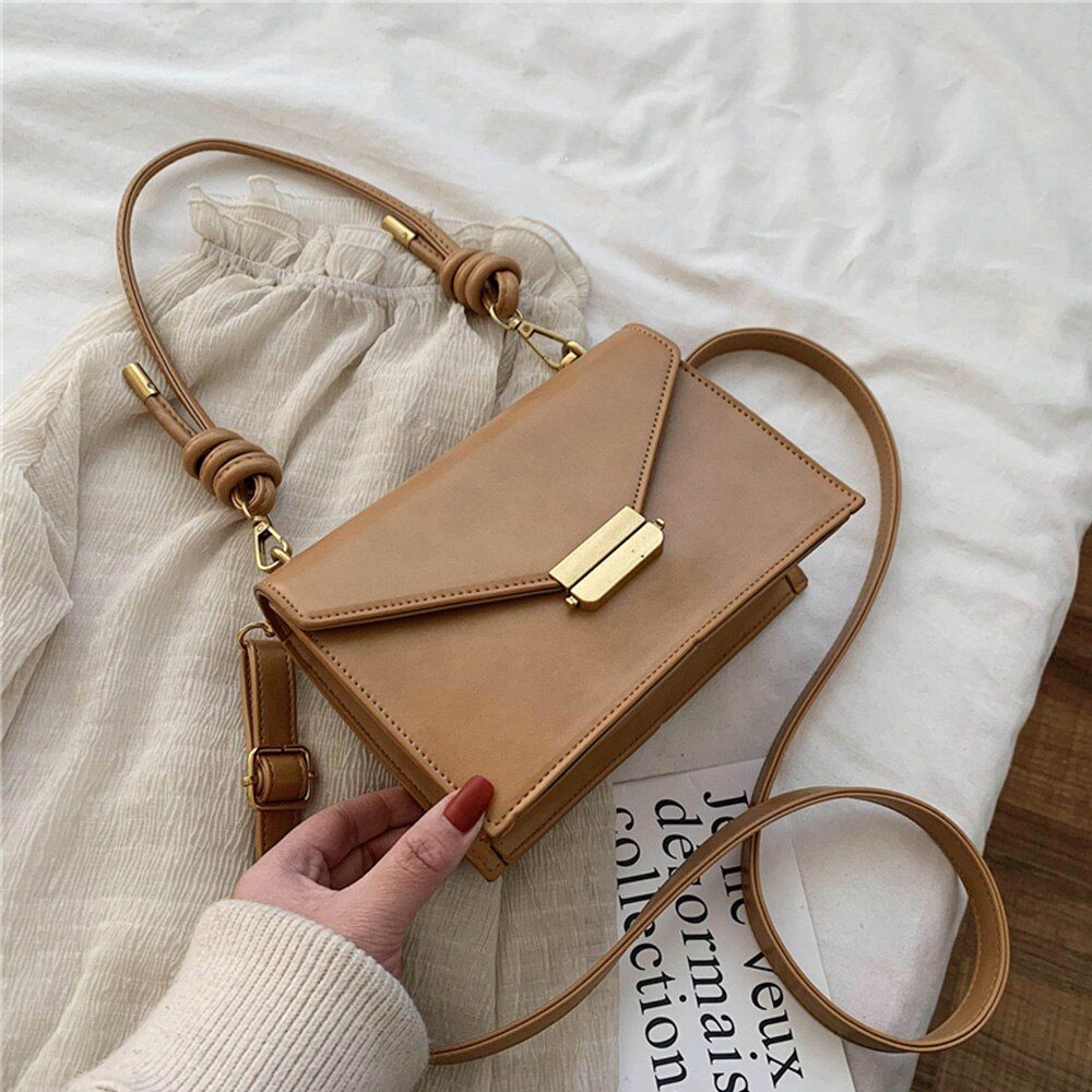 Vintage Small Square Luxury Bags Women Handbags Designer Sac a Main Brown Leather Ladies Cross Body Messenger Bag Women Bolsa
