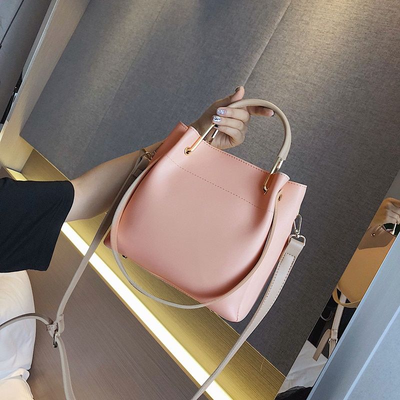 HISUELY Women PU Leather Handbag High Quality Bucket Bag Ladies Shoulder Bag Fashion Designer Big Large Capacity Tote Sac Bolsos