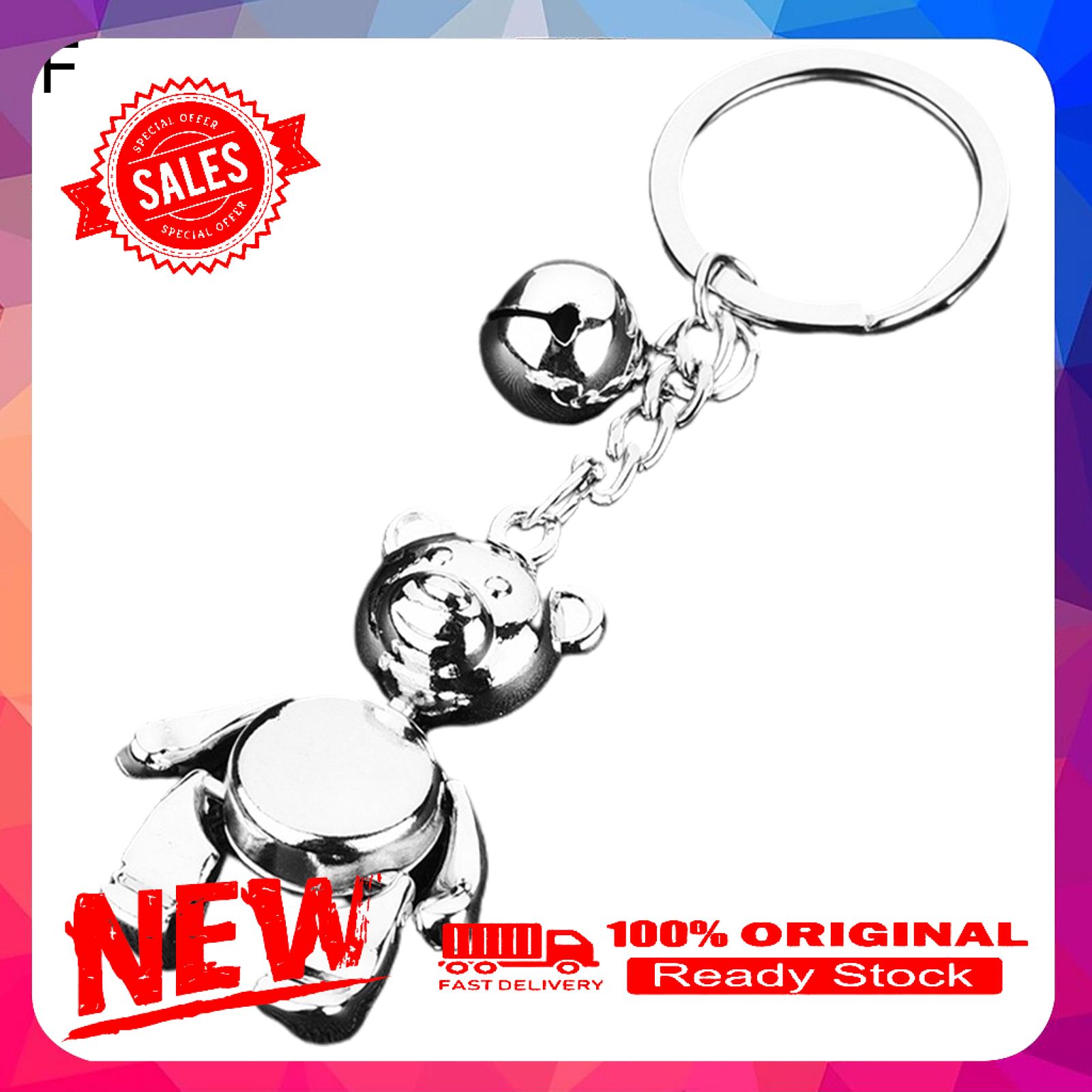 Cartoon Astronaut Bear Design Keychain Key Ring Holder Bag Pendant Decor Gift
