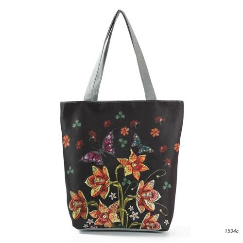 Miyahouse Floral Printed Canvas Large Capacity Summer Beach Bags Shopping Bags Women Canvas Casual Tote Suitable For Women