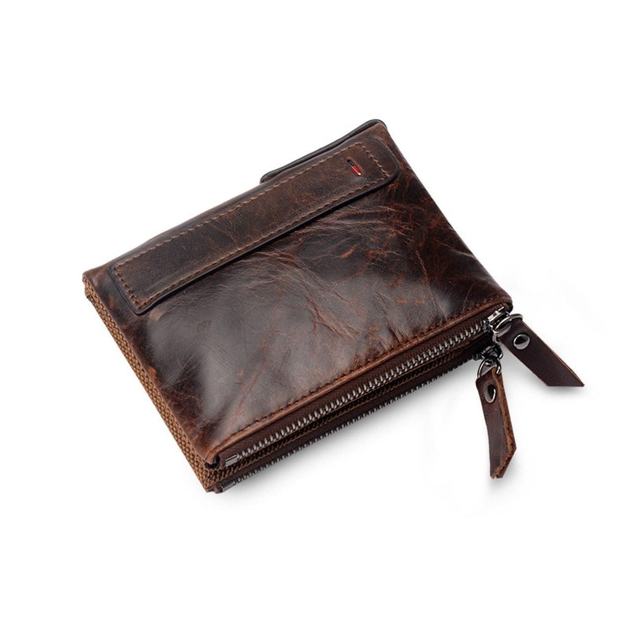 Men Leather Purse Zipper Wallet