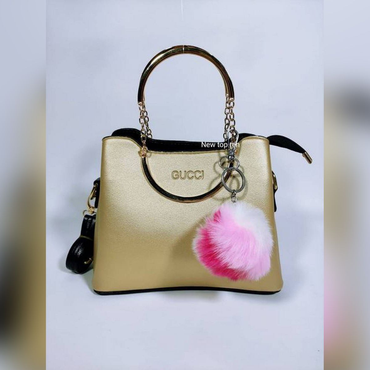 Trendy Cute Fur Ball Pendant Bag Collage Going Bag Handle Bag Shoulder Bag Handbag Messenger Bag Women Bag