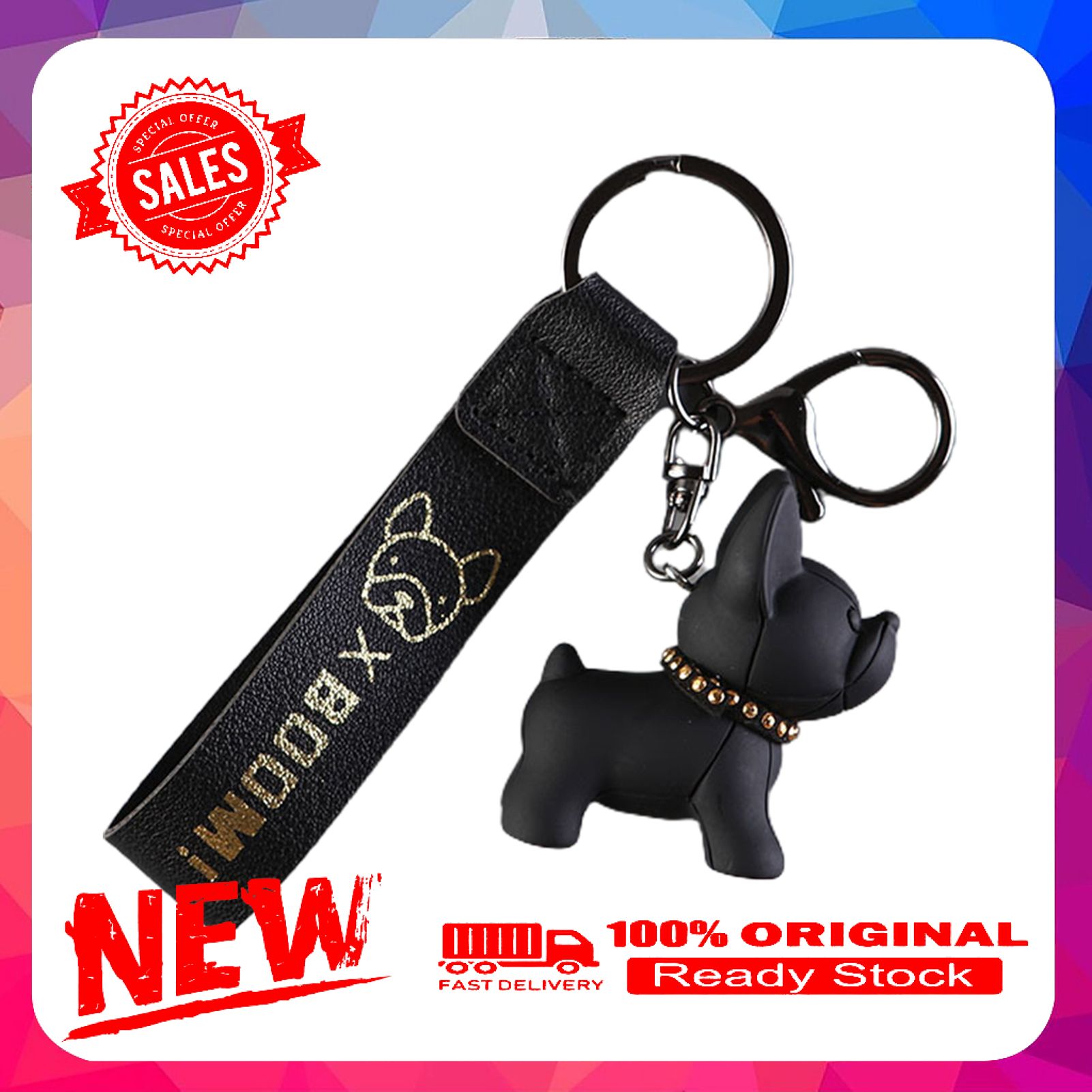 Key Chain Charm Anti-lost Decorative Skin-friendly Adorable French Bulldog Smart Phone Pendant for Couple