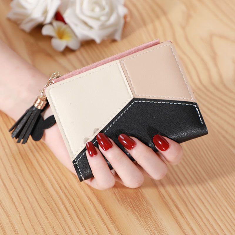 Korean Style Ladies Portable Simple Short Tassel Zipper Money Bag For Women