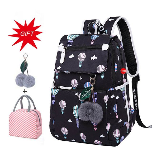Large Capacity Schoolbag Student School Backpack Floral Printed Primary School Bags Bookbags for Teenage Girls Kds Backpack