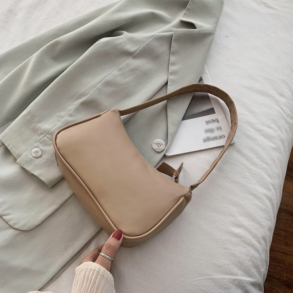 Fashion Solid Pattern Baguette Bags Mini Pu Leather Shoulder Bags For Women 2021 Brief Luxury Hand Bag Female Travel #j2p