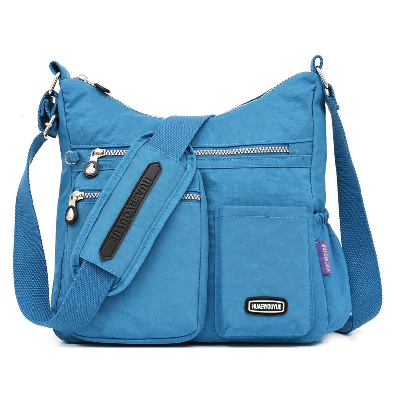 Fashion Women Nylon Shoulder Bags Multi Zipper Pocket  Messenger Bags Waterproof Crossbody Bag Top-handle Satchel Handbag Tote