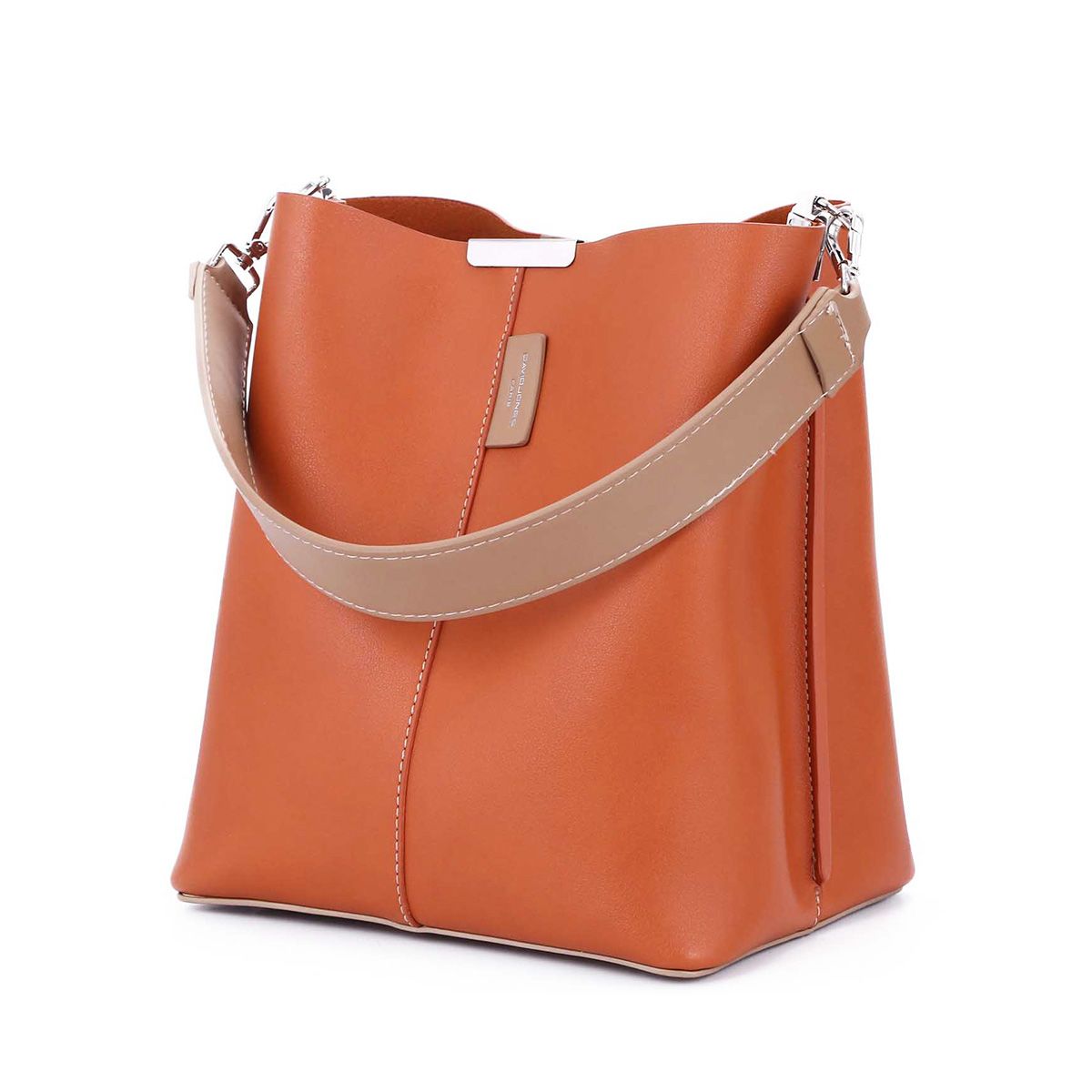 David Jones Paris women bucket bag pu leather female crossbody bag large plain lady shoulder bag