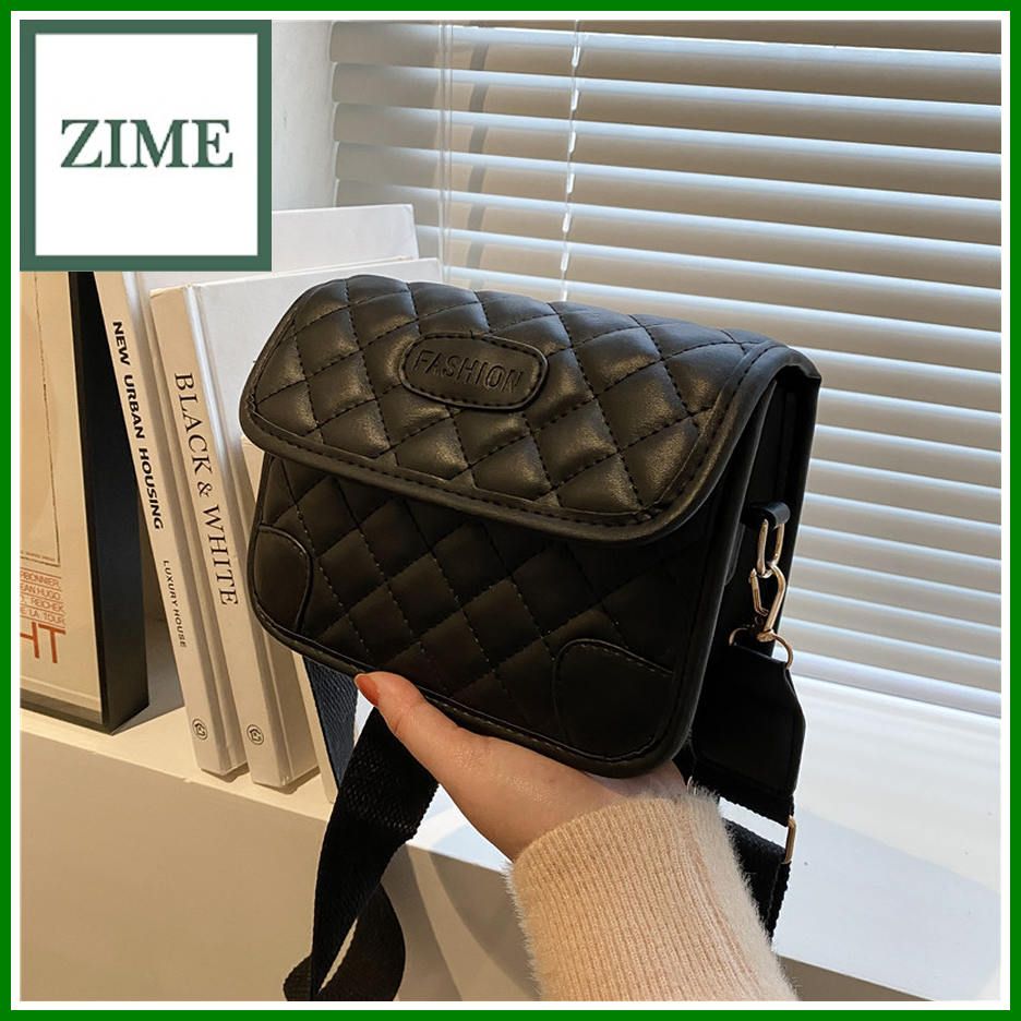 Simple design small bag women's new ins texture casual western style rhombus single shoulder stitching messenger women's bag