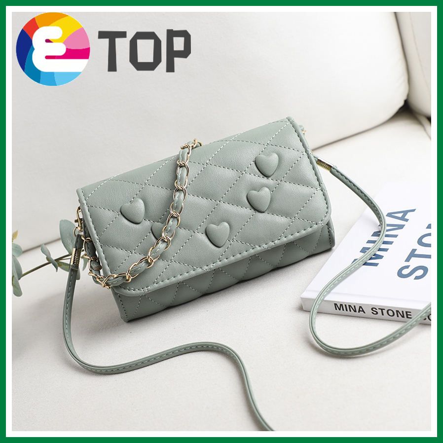 Summer and autumn new heart-shaped embroidery thread braided handles rhombus magnetic buckle small square bag shoulder diagonal clutch
