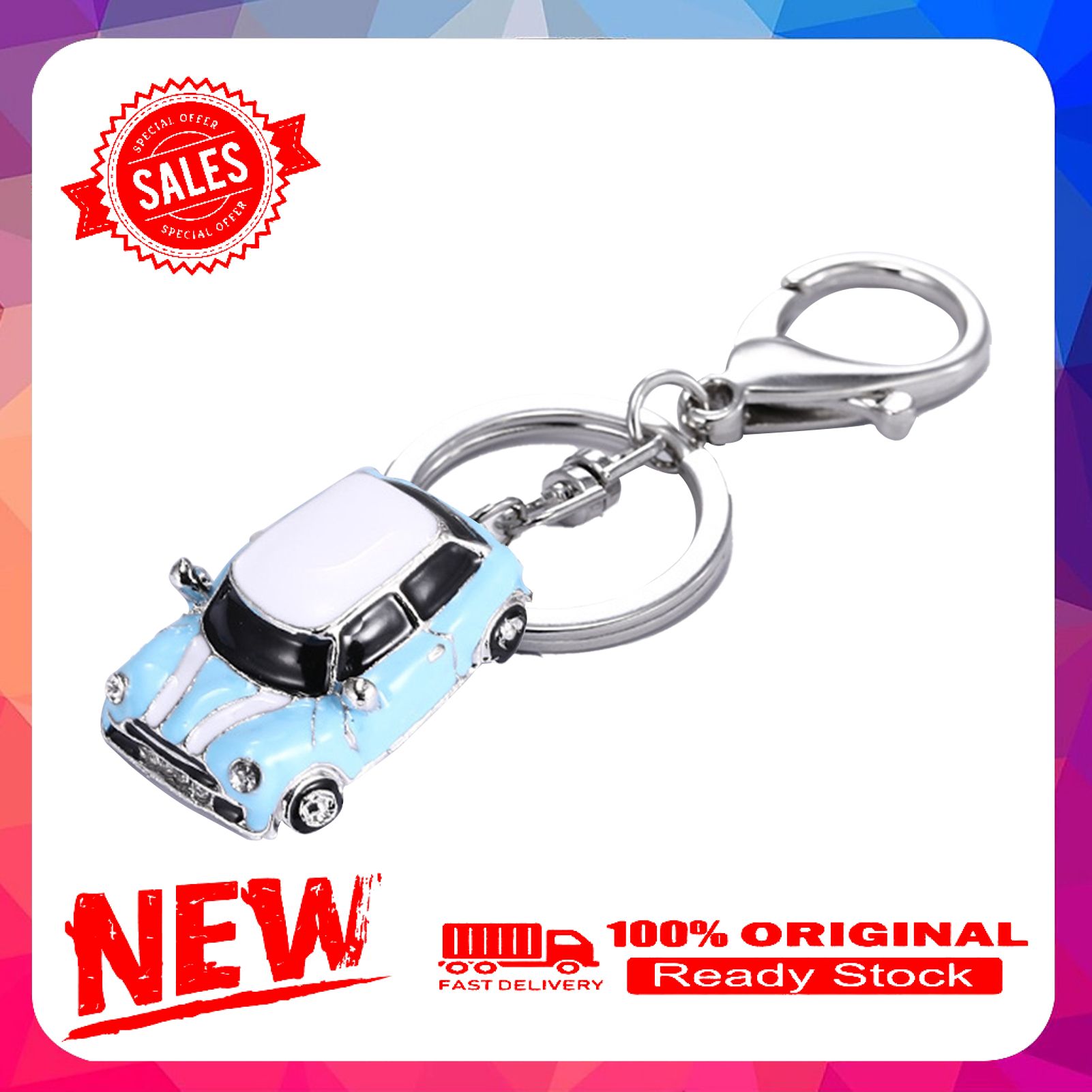 Zinc Alloy Lovely Car Shape Hanging Decor Adorable Decorative Hanging Key Ring for Car
