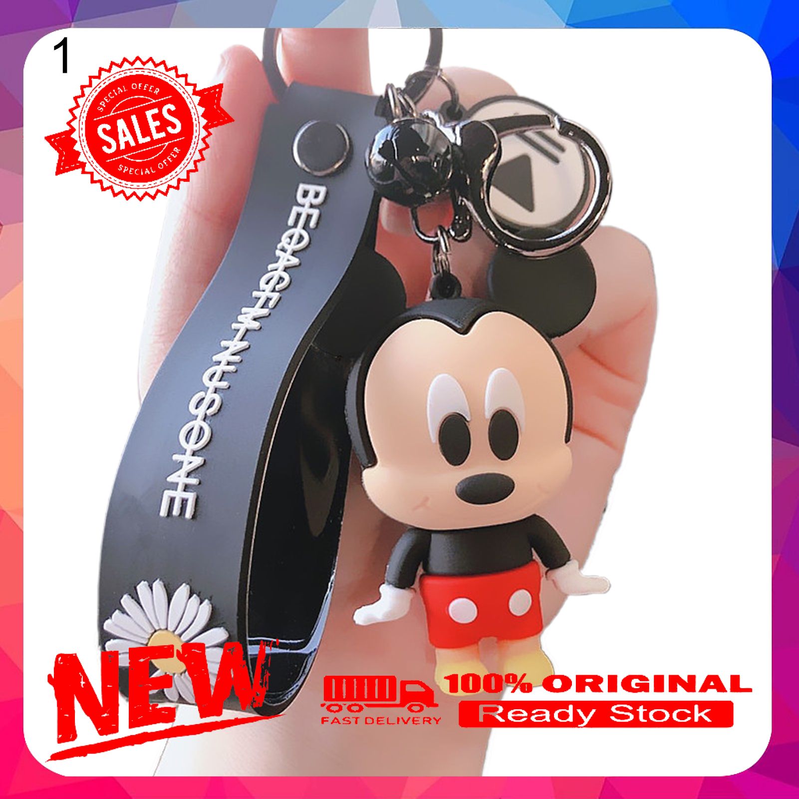 Key Holder Anime Figure Design Hanging PVC Cartoon Stitch Pendant Keychain for Bag