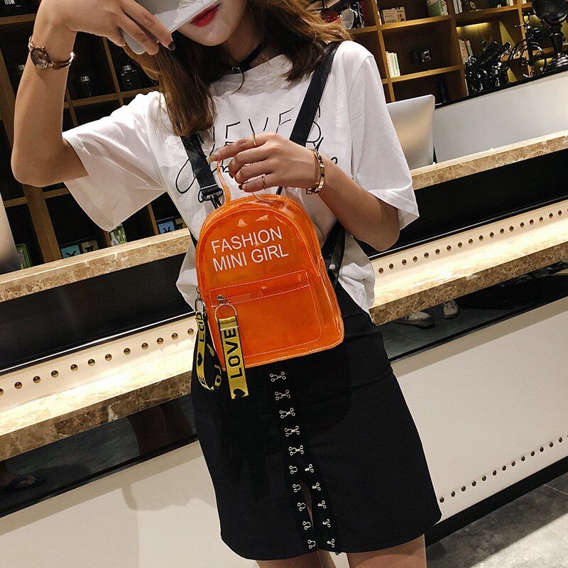 2020 Elegant Women Fashion Mini Girl Backpack PVC Clear Shoulder Rucksack Ladies Girls School Book Bags Transparent Travel Bag