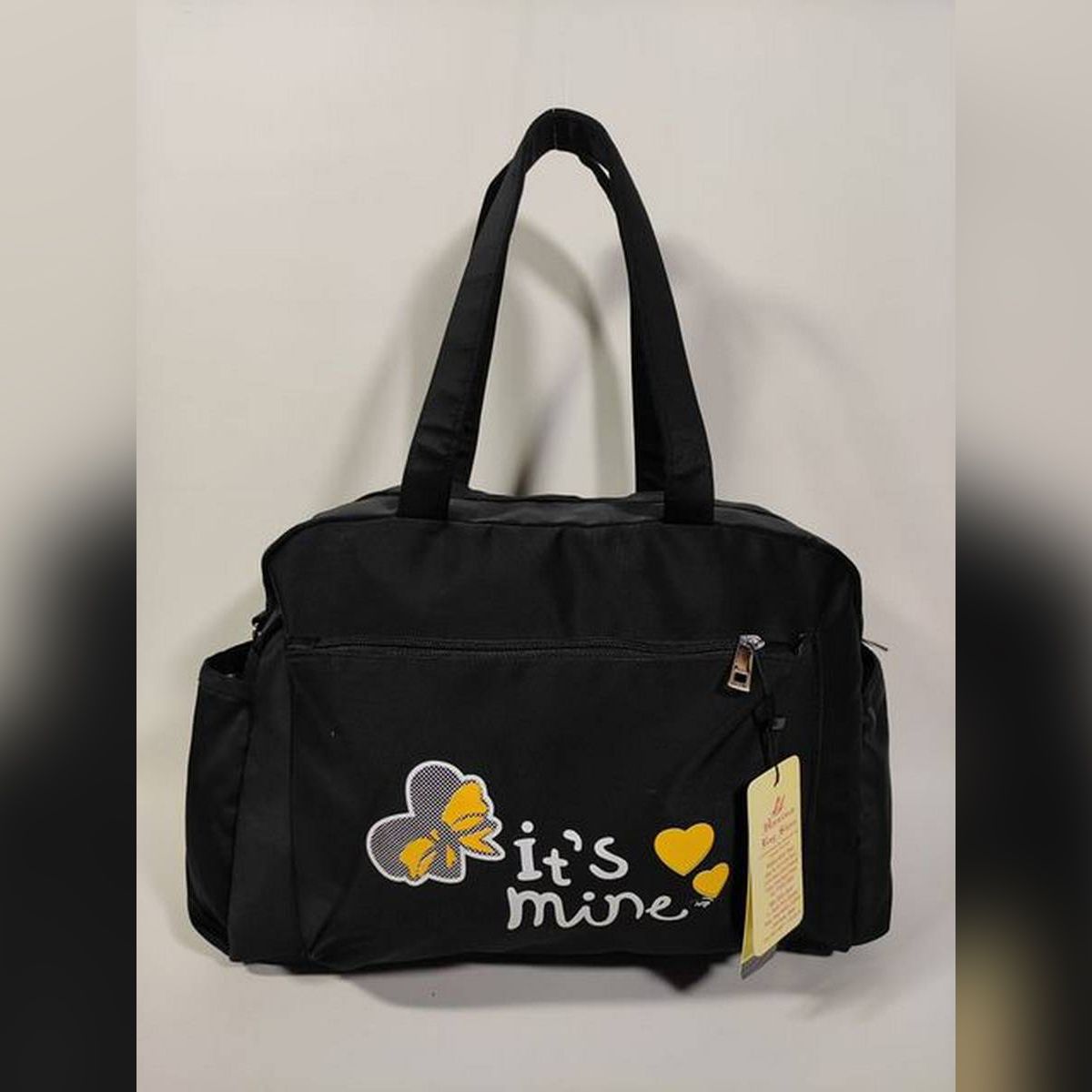 It'S Mine Collage Bag Solid Color Nylon Bag Ladies Shoulder Bag With Cute Cat Appliques Portable Big Capacity Casual Tote