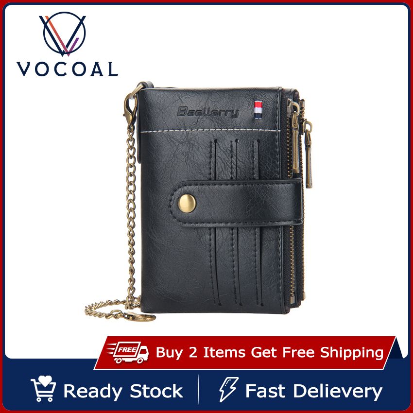 Vocoal Men Wallets Bags Business Wallets PU Clutch Zipper Wallets Fashion PU leather Short Wallet Travel Purses Handbag C-oin Pouch ID Credit Cards Holders Wallet for Men