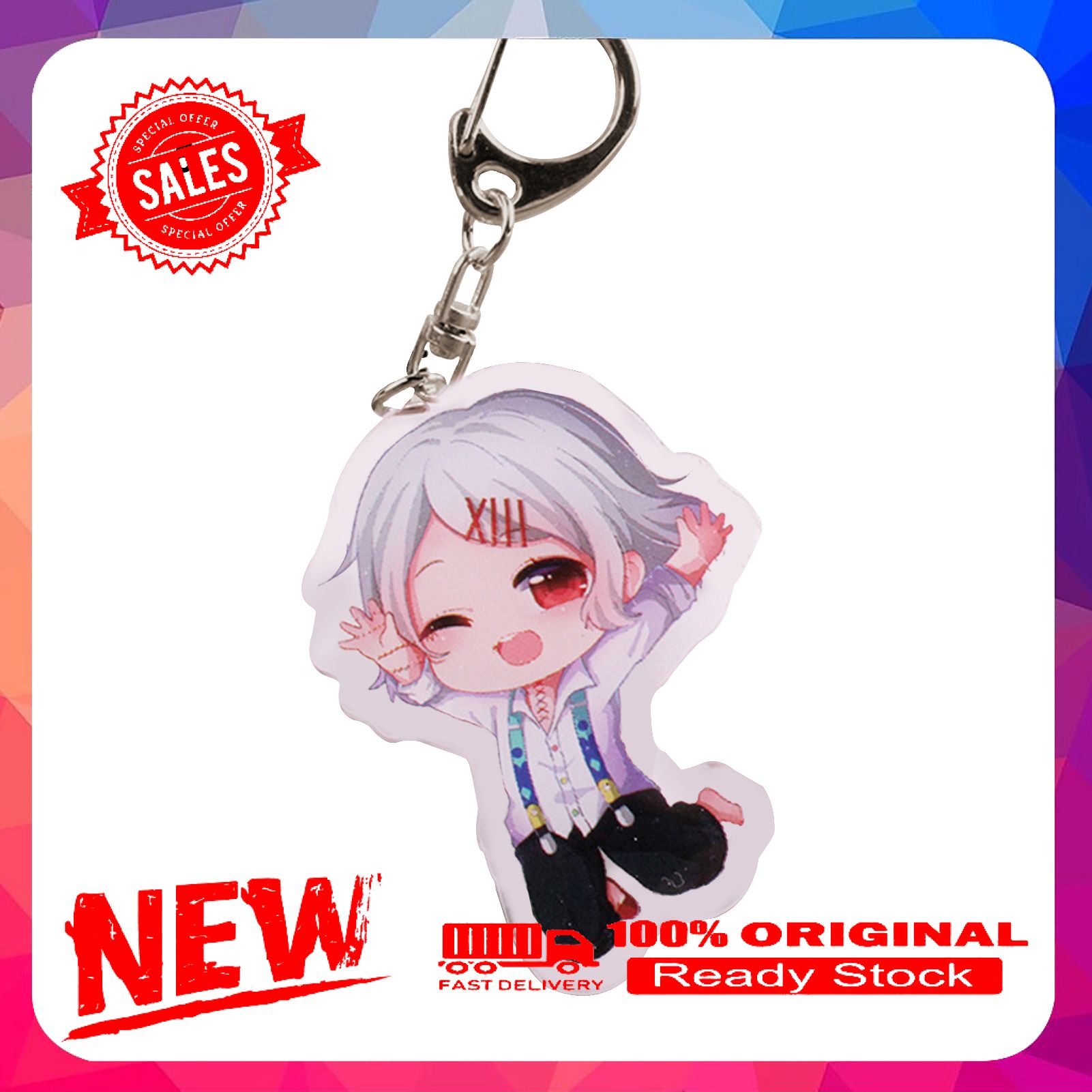 Double Layers Bag Pendant Vivid Skin-friendly Anime Tokyo Ghoul Kaneki Ken Suzuya Touka Kirishima Keychain Pendant for Decoration