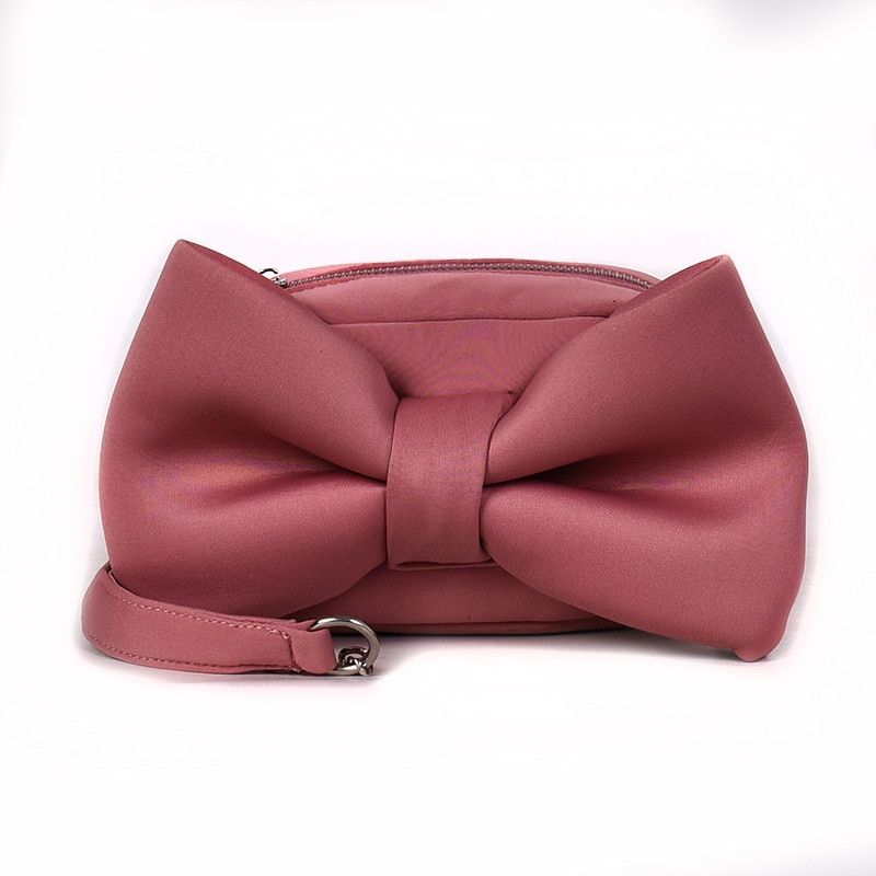 HOCODO Fashion Women Shoulder Messenger Lovely Bow Clutch Sweet Lady Chain Small Purses Cute Hand Evening Clutch Ladies handbag