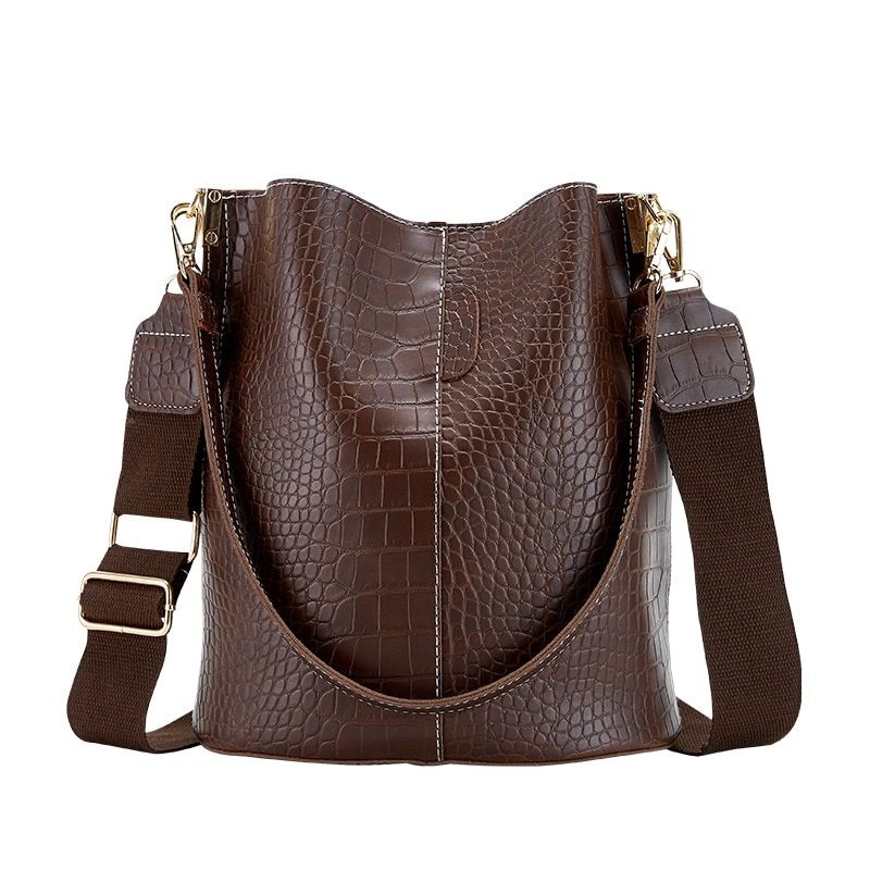 Yogodlns Alligator Pattern Bucket For Women Vintage Shoulder Big Capacity Crossbody Elegant Shopping Hand Purse Ladies handbag