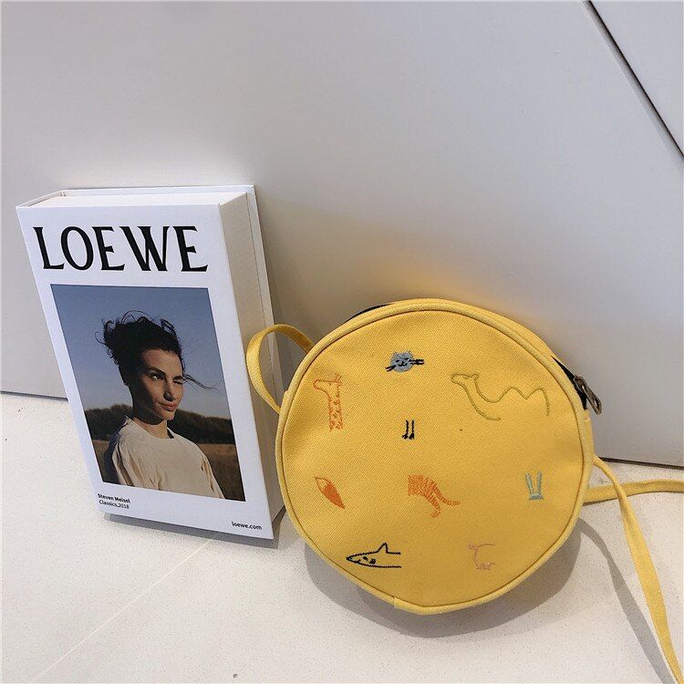 Women Messenger Bags Canvas Ladies Cloth Shoulder Bag Japan Style Cartoon Printing Zipper Crossbody Bags for Women 2021 Purses