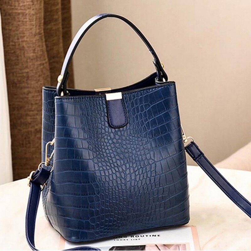 Wide Shoulder Strap Women Handbag Soft Leather Bucket Bag Casual Shoulder Messenger Bag Composite Bag
