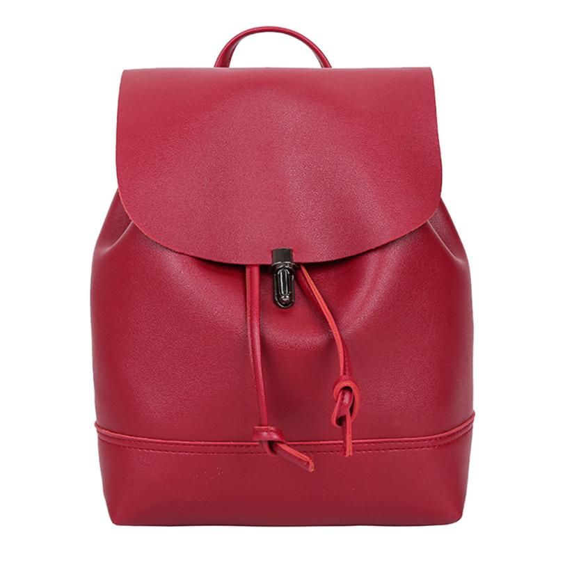 Fashion Women backpack 2020 Vintage Pure Color Leather School Bag Backpack Satchel backpack women Shoulder Bag bolsa #YL5