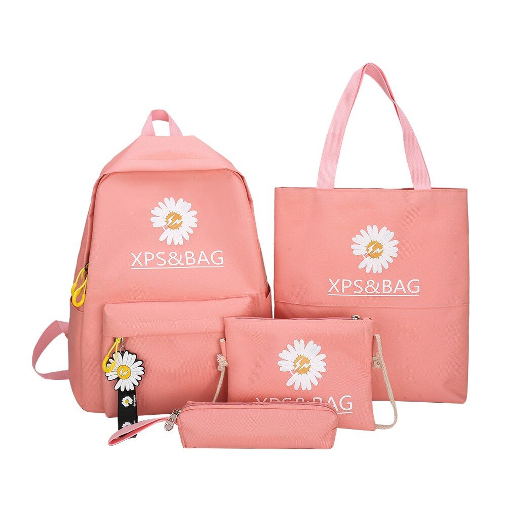 4Pcs/set Women School Backpacks Schoolbag Daisy Canvas For Teenagers Girls Student Book Bag Boys Satchel Bolsas Mochilas Sac New