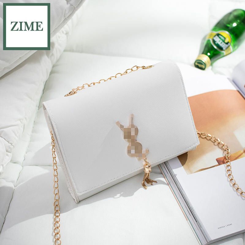ZIME Summer and autumn new Korean women's bag cover letter decoration diagonal one-shoulder chain small square bag