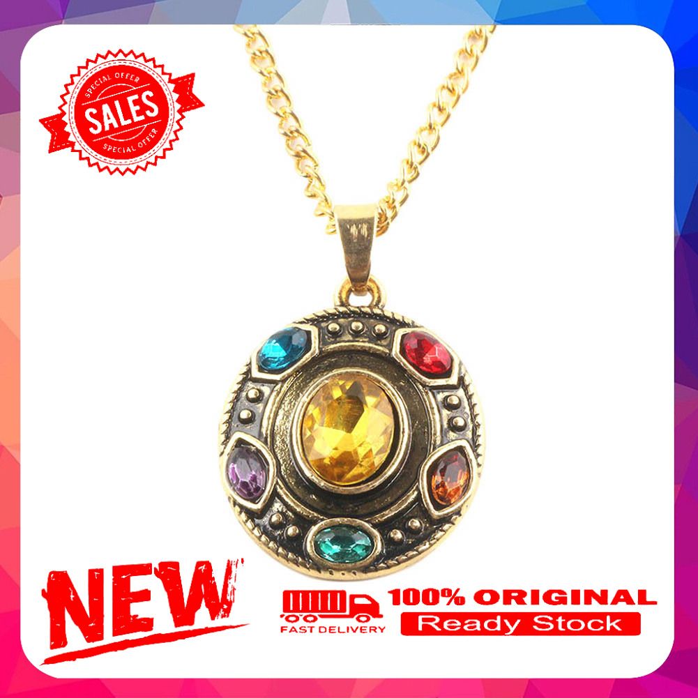 Unisex Thanos Gauntlet Power Stone Rhinestone Charm Necklace