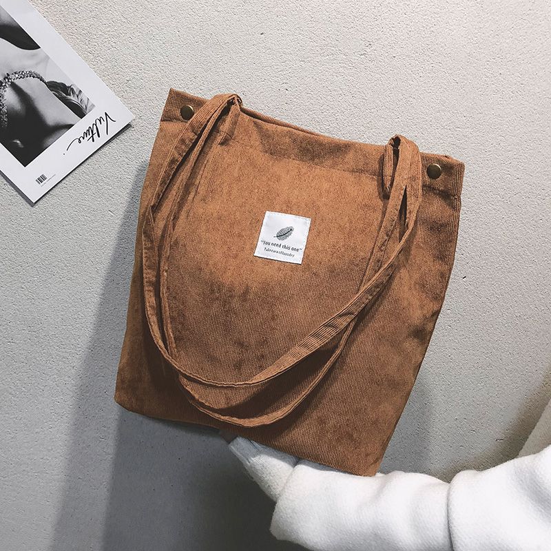 Women Shoulder Bags Corduroy Totes Vintage Holiday Beach Reusable Shopping Bags Travel Casual Handbag