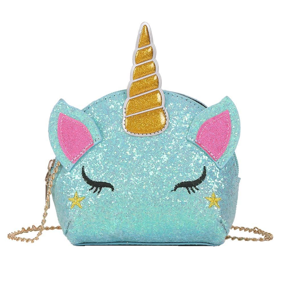 Sequins Cartoon Horse Shoulder Messenger Handbags Women Chain Crossbody Bag