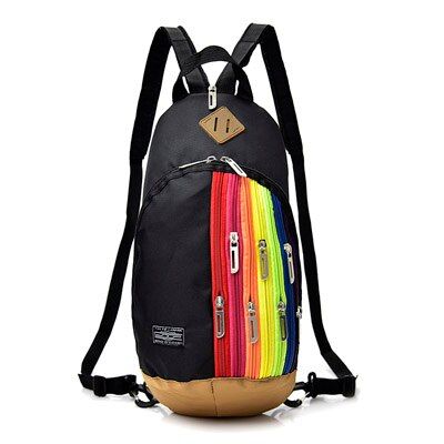 DIDABEAR 2018 Waterproof Nylon Backpacks Small Backpack for Girls and Women Chest pack Rainbow Bags Travel Bag Rucksack Black